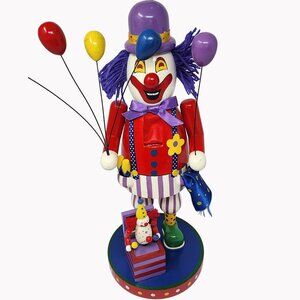 Buster The Clown 1998 15" Nutcracker Figurine With Balloons Vintage As Is